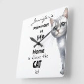 かわいい猫の壁時計 スクエア壁時計 (傾斜)