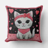 かわいい猫の変装 – バレンタインおもしろい クッション (正面)