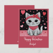 かわいい猫の変装 – バレンタインおもしろい シーズンカード (正面/裏面)