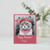 かわいい猫の変装 – バレンタインおもしろい シーズンカード (スタンド正面)