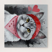 かわいい猫の変装 – バレンタインおもしろい ジグソーパズル (横)