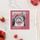 かわいい猫の変装 – バレンタインおもしろい スタンダードカクテルナプキン (インサイチュ)