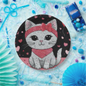 かわいい猫の変装 – バレンタインおもしろい ペーパープレート (パーティー)