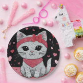 かわいい猫の変装 – バレンタインおもしろい ペーパープレート (パーティー)