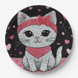 かわいい猫の変装 – バレンタインおもしろい ペーパープレート