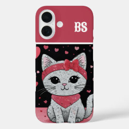 かわいい猫の変装 – バレンタインおもしろい iPhone 16ケース