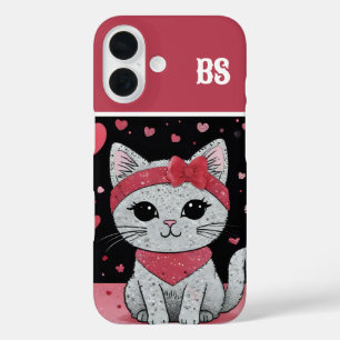 かわいい猫の変装 – バレンタインおもしろい iPhone 16ケース