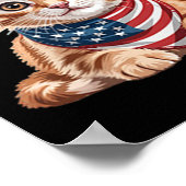 かわいい猫の夏の旗 米メモリアルデー ポスター (角)