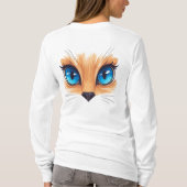 かわいい猫の大きな青い目 イラスト Tシャツ (裏面)