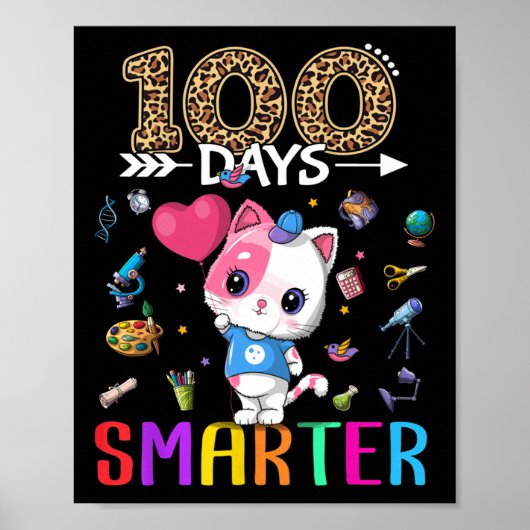 かわいい猫の女の子が100日賢くなる 100日目の学校生活がスタート ポスター (正面)