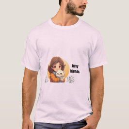 かわいい猫の娘 ファーリーフレンズ 美意識Tシャツ Tシャツ