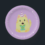 かわいい猫の子どもの誕生会 ペーパープレート<br><div class="desc">愛らしい誕生日パーティーのコレクションで、子どもの誕生日パーティーに最適な愛らしい動物のキャラクター（猫、マウス、犬、クマ、ウサギ、豚）が集まっている。当社の店舗で利用可能なマッチングデザインと製品。</div>