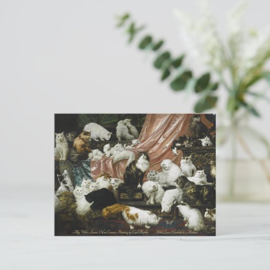 かわいい猫の子ねこ ヴィンテージ ファインアート オーダーメイド ポストカード (スタンド正面)