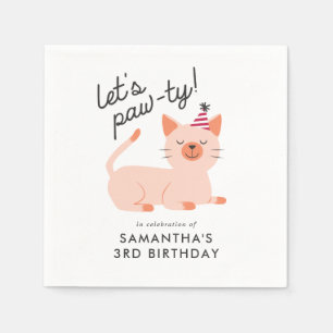 かわいい猫の子供の誕生日のパーティーのオレンジの子ネコ スタンダードカクテルナプキン