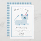 かわいい猫の子供の誕生日パーティー サンキューカード (正面/裏面)