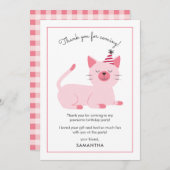 かわいい猫の子供の誕生日パーティー サンキューカード (正面/裏面)