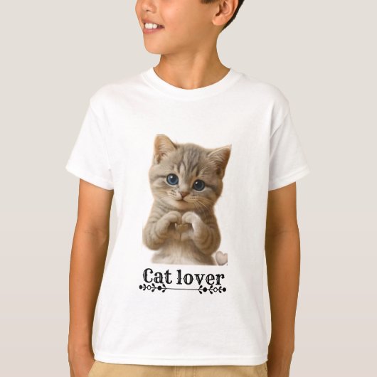 かわいい猫の子供用Tシャツ | 子供のための猫好きシャツ Tシャツ (正面)