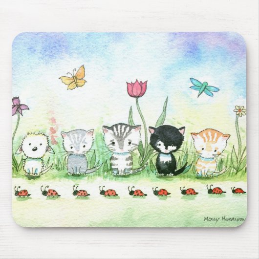 かわいい猫の子犬ラディバグマウスパッド マウスパッド (正面)