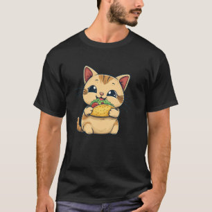 かわいい猫の子猫がタコスを食べている Tシャツ