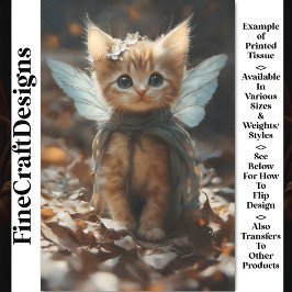 かわいい猫の子猫の妖精が秋の森でデコパージュするBU6 薄葉紙