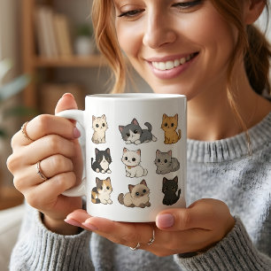 かわいい猫の子猫の白いマグカップ コーヒーマグカップ