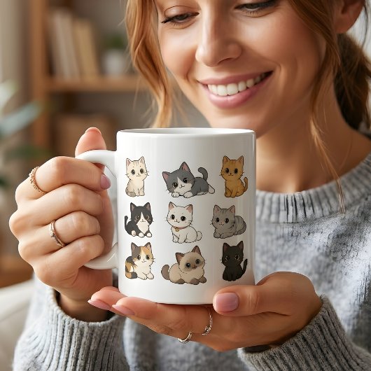 かわいい猫の子猫の白いマグカップ コーヒーマグカップ
