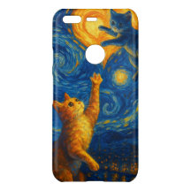 かわいい猫の子猫ハート月星空の夜のスマホケース