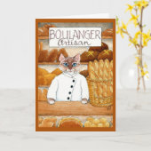 かわいい猫の子猫パン屋 カード (黄色い花)