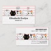 かわいい猫の子猫家族の漫画 名刺 (正面/裏面)