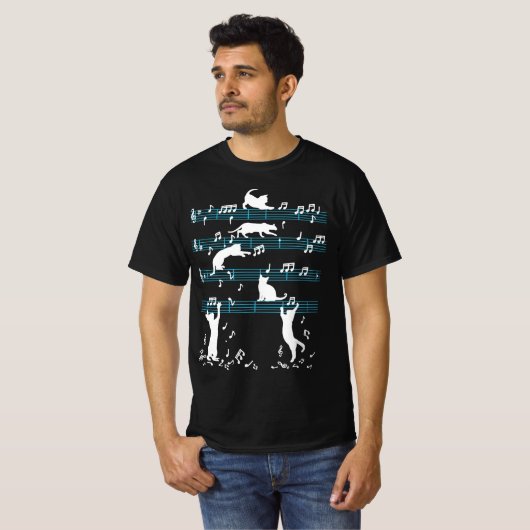 かわいい猫の子猫遊の音楽ノート Tシャツ (正面フル)