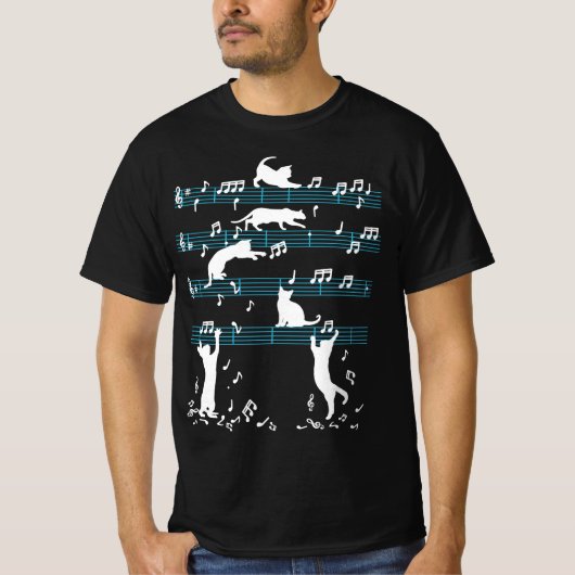 かわいい猫の子猫遊の音楽ノート Tシャツ (正面)