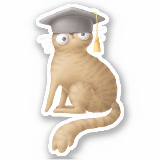 かわいい猫の学校の本の楽しい読み物 シール (正面)