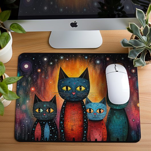 かわいい猫の宇宙ギャラクシーアートギフト マウスパッド