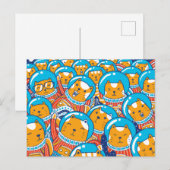 かわいい猫の宇宙飛行士の群れのイラスト ポストカード (正面/裏面)