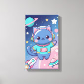 かわいい猫の宇宙飛行士 銀河の壁アート キャンバスプリント (正面)