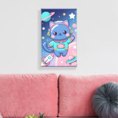 かわいい猫の宇宙飛行士 銀河の壁アート キャンバスプリント (インサイチュ (リビング))