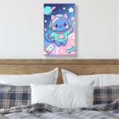 かわいい猫の宇宙飛行士 銀河の壁アート キャンバスプリント (インサイチュ (寝室))