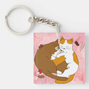 かわいい猫の家族 キーホルダー