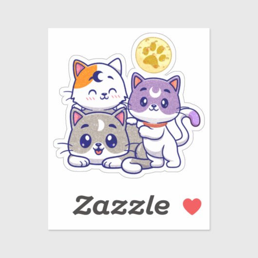 かわいい猫の家族 シール (シート)