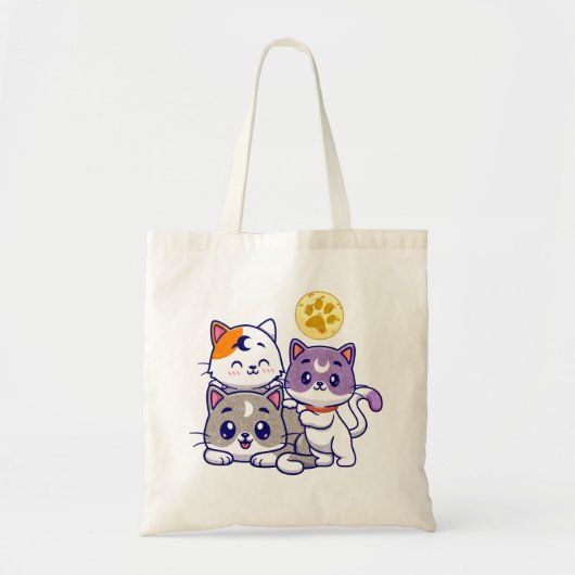 かわいい猫の家族 トートバッグ (正面)