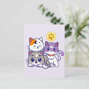 かわいい猫の家族 ポストカード