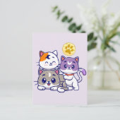 かわいい猫の家族 ポストカード (スタンド正面)
