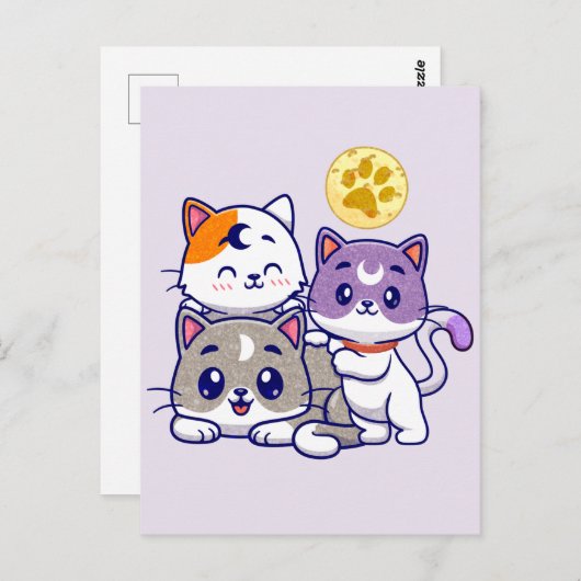 かわいい猫の家族 ポストカード (正面/裏面)