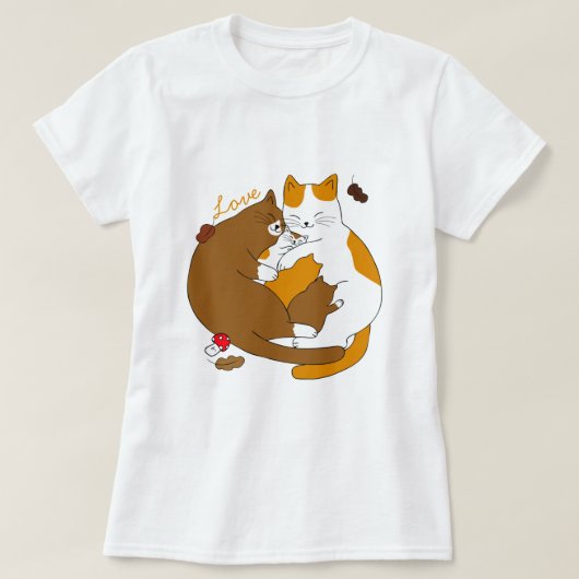 かわいい猫の家族 Tシャツ (デザイン正面)