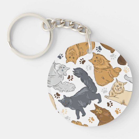 かわいい猫の家猫、メイン·クーン キーホルダー (正面)