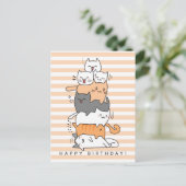 かわいい猫の山の誕生日 ポストカード (スタンド正面)