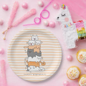 かわいい猫の山ハッピーバースデー ペーパープレート (パーティー)