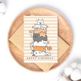 かわいい猫の山誕生日 ポストカード