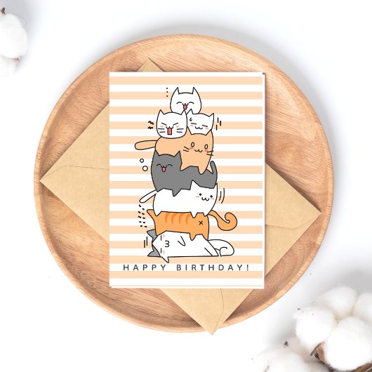 かわいい猫の山誕生日 ポストカード