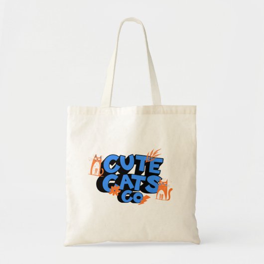 かわいい猫の幸せな楽しいアート トートバッグ (正面)